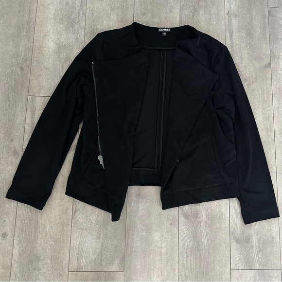 Express Faux Suede Moto Motorcycle Zip Blazer Women’s size Large - Picture 3 of 11